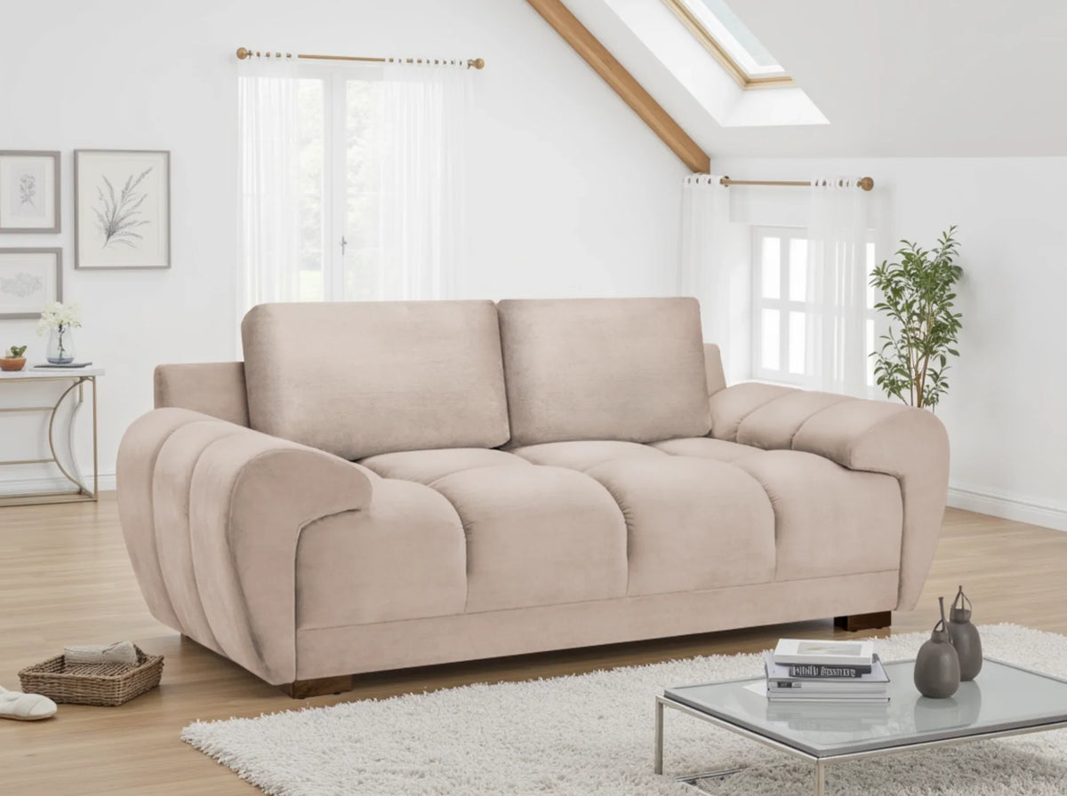 Azzuro 2 Seater Velvet Sofa – Mocha – Plush Upholstered