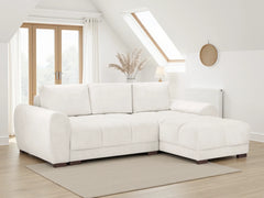 Azzuro Corner Sofa Bed With Storage – Universal Chaise – Plush Velvet – Cream