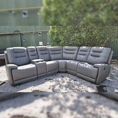 Halifax Leather Electric Recliner Corner Sofa Grey